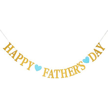 Load image into Gallery viewer, Happy Father&#39;s Day Golden Glitter Banner Father&#39;s Day Father&#39;s Day Decorative Background Wreath Blue Heart-shaped Colored Flag Father&#39;s Day (Blue Heart-shaped)