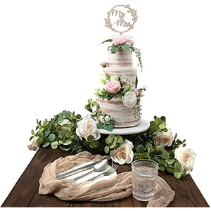 Wedding Cake Toppers Mr Mrs Wood Wreath Cake Topper Birthday Cake Topper, Wedding Reception,Wedding Cake Decoration (leave round)