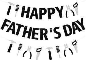 Happy Father's Day Silver Banner Bunting Banner for Dad Father's Party Decorations Backdrop Garland for Father's Day (2 pcs Silver)
