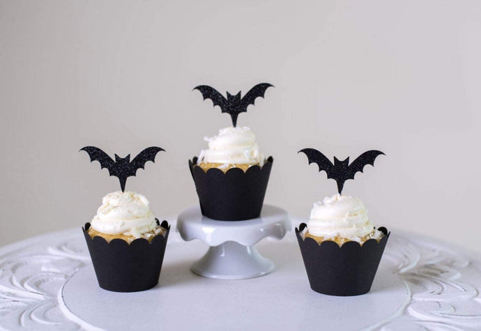 Halloween Bat Cupcake Toppers Cupcake Liners Bat 48 Pack Cupcake Holder muffin Case Trays for Halloween, Birthday, Decoration Party Supply(48pcs)