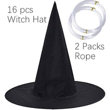 Load image into Gallery viewer, 16 pcs Halloween Black Witch Hat for Party Masquerade Cosplay Costume Accessory Daily for Halloween Carnival Party Black