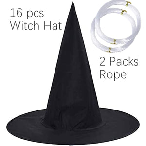16 pcs Halloween Black Witch Hat for Party Masquerade Cosplay Costume Accessory Daily for Halloween Carnival Party Black
