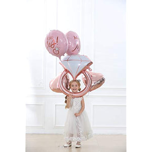 32 inch Diamond Ring Foil Balloon 22inch Rose Gold She Said Yes Balloon Future Mrs Foil Balloons Rose Gold Heart shape Foil Balloon Great for Bridal Shower Bride to be Party Wedding Engagement Decoration (5pcs)