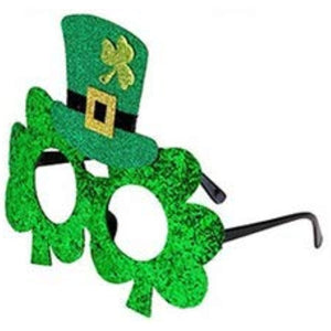 6 Pairs St.Patrick's Day Plastic Glasses Irish Shamrock Eyeglasses Glitter Green Clover Hat Eyewear Photo Props Costume Accessories for St. Patrick's Day Party Favors Irish Green Supplies Accessories