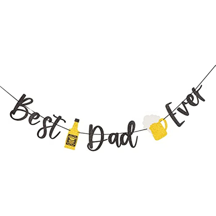 Happy Father's Day Flashing Black Banner Father's Day Beer Bunting Father's Day Decoration Background Wreath (Beer)