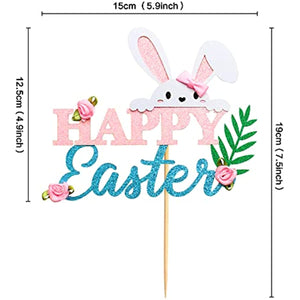 1 Pcs Rabbit Cake Topper Easter Cake Topper Bunny Cake Topper Easter Party Cake Topper Decorations, 1pcs (Bunny Flower)