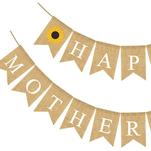 Mother's Day Burlap Banner Sunflower Happy Mother's Dat Banner Garland Rustic Party Decorations Mother's Day Gifts from Daughter and Son (Mother's Day)