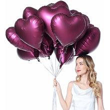 Load image into Gallery viewer, 30 pcs Heart Balloons 18&quot; Foil Love Balloons Mylar Balloons heart balloons for Valentines Day Propose Marriage Wedding Anniversary Backdrop Birthday Party Supplies (Metallic Wine Red)
