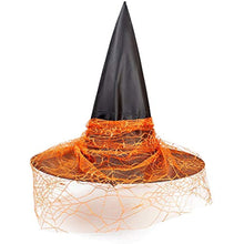 Load image into Gallery viewer, 4 pcs Halloween Witch Hat Halloween Vintage Witch Hat, See-Through Lace Veils Printed Hats Party Supplies Halloween Costume Accessories