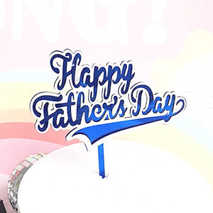 6 Pcs Happy Father's Day Cake Topper Cake topper Acrylic Cake topper Decorative Party Cake Decoration for Father's Day(blue large)