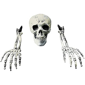 Realistic Skull and Skeleton Arms Stakes Skull Skeleton Stakes Outdoor Halloween Skeleton Set for Garden Yard Lawn Stake Scary Ground Breaker for Haunted House Party Halloween Decor Supplies(3 pcs)