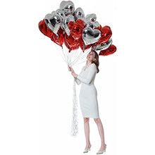 Load image into Gallery viewer, 30 pcs Heart Balloons 18&quot; Foil Love Balloons Mylar Balloons heart balloons for Valentines Day Propose Marriage Wedding Anniversary Backdrop Birthday Party Supplies (Red+Silver)