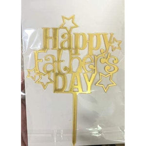 Happy Father's Day Cake Topper Cake topper Acrylic Mirror Cake topper Decorative Party Cake Decoration for Father's Day(Star Gold)