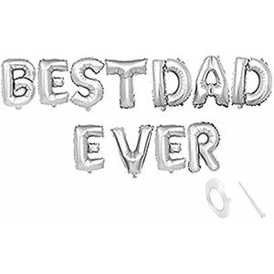 Happy Father's Day Best Dad Ever Aluminum Foil Balloon Set 16 Inch Father's Day Party Letter Balloon Decoration (Silver)