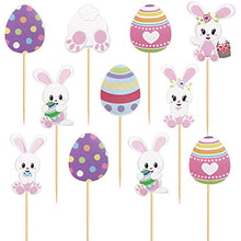 Load image into Gallery viewer, 32 PCS Easter Cupcake topper Bunny Cupcake Toppers Easter Egg Cupcake Topper Rabbit Easter Party Cake Topper Decorations (Bunny Back)