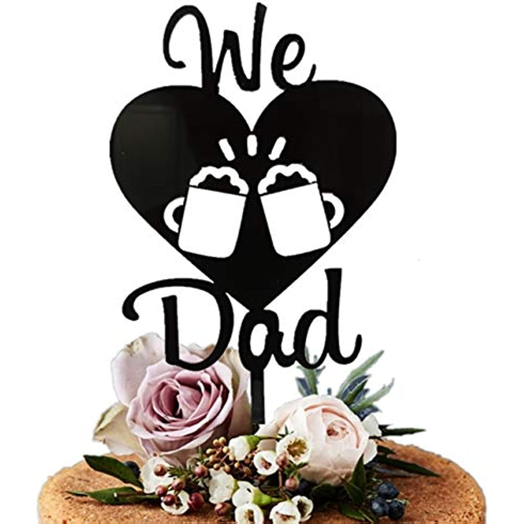 Happy Father's Day Cake Topper Cake topper Acrylic Mirror Cake topper Decorative Party Cake Decoration for Father's Day(Beer-Dad)