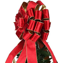 Load image into Gallery viewer, Christmas Tree Topper,Christmas Tree Bow Topper 37x13 Inches Large Toppers Gift Bow Tree Topper Bow Handmade Decoration for Wreaths Tree Toppers (Two Side) (Red)
