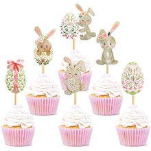 Load image into Gallery viewer, 30 PCS Easter Cupcake topper Bunny Cupcake Toppers Easter Egg Cupcake Topper Rabbit Easter Party Cake Topper Decorations (Brown)