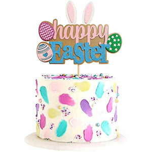 Rabbit Cake Topper Easter Cake Topper Bunny Cake Topper Easter Party Cake Topper Decorations, 1pcs (Kraft)