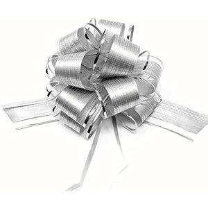 20 PCS Pull Bow,Organza,Large, 6 Inches,Wedding Decorations, Christmas Gift Ribbons, 20 pcs (Silver New)