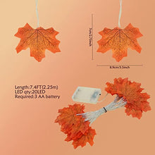 Load image into Gallery viewer, Fall Leaves Garland String Lights garland , 20 LED 9.8 FT Maple Leaf Battery Operated Garland String Lights Fairy Lights for Fall,Thanksgiving,Autumn,Harvest Party,Indoor Decoration (Maple Leaf)