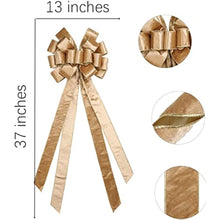Load image into Gallery viewer, Christmas Tree Topper,Christmas Tree Bow Topper 37x13 Inches Large Toppers Gift Bow Tree Topper Bow Handmade Decoration for Wreaths Tree Toppers (Double Side) (Gold)