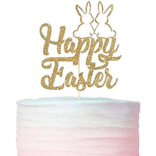 Load image into Gallery viewer, 2 PCS Happy Easter Cake Toppers, 2pcs (Gold), Rabbit Ear Easter Party Cake Topper Decorations Picks for Spring Easter Party Decorations Supplies