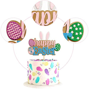 Rabbit Cake Topper Easter Cake Topper Bunny Cake Topper Easter Party Cake Topper Decorations, 1pcs (Kraft)