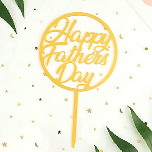 6-Pack Happy Father's Day Cake Decorations Acrylic Mirror Finish Cake Toppers Father's Day Cake Decorations (Father-Circular-Golden)