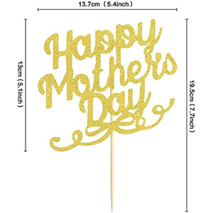 Happy Mother's Day Cake Decoration Mom Letter Cake Decoration Glitter Gold Cake Decoration Party Cake Decoration Mother's Day (Glitter-Gold-mom)