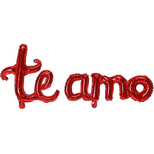 16inch Spanish"TE AMO" I Love You Balloon Letter Script Letter Balloons Foil Banner Balloon, Handwriting Balloons Birthday Party Wedding Decoration Balloons Baby Shower(Red)