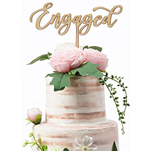 Engaged Cake Topper Wedding Cake Toppers Wood Wreath Cake Topper Birthday Cake Topper, Engagement, Wedding Reception, Wedding Cake Decoration (Engaged)