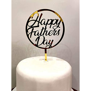 6-Pack Happy Father's Day Cake Decorations Acrylic Mirror Finish Cake Toppers Father's Day Cake Decorations (Father-Circular-Golden)