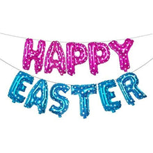 Load image into Gallery viewer, Happy Easter Foil Balloons Letter Banners Aluminum Mylar Decorative Pink&amp; Blue Balloons for Easter Festival Party Supplies Decoration 16 inch (Pink&amp; Blue)