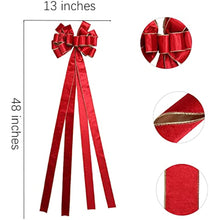 Load image into Gallery viewer, Christmas Tree Topper,Christmas Tree Bow Topper 48x13 Inches Large Toppers Gift Bow Tree Topper Bow Handmade Decoration for Wreaths Tree Toppers (Red-Large)