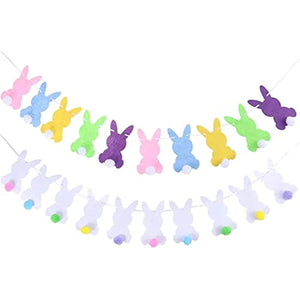 Happy Easter Banner Easter Chicken Egg Felt Happy Easter Bunny Banner Felt Easter Banner Garland for Easter Decorations, Spring Themed Party Favors Supplies, Happy Easter Day for Mantle Fireplace(1pc) (easter felt)