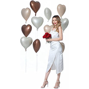 24 pcs Boho Heart Balloons 18" Foil Love Balloons Blush Nude Dusty Brown White Sand Balloons for Valentines Day Propose Marriage Wedding Anniversary Backdrop Birthday Party Supplies (Boho)