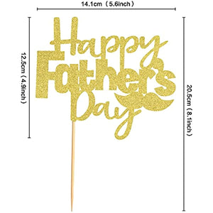 8 pieces Happy Father's Day cake decoration with Best Dad Ever cake topper, golden glitter cake decoration for Father's Day cake (gold)