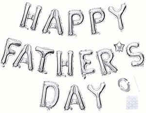Happy Father's Day Foil Balloon Set 16-Inch Father's Day Party Letter Balloon Decoration (Silver)