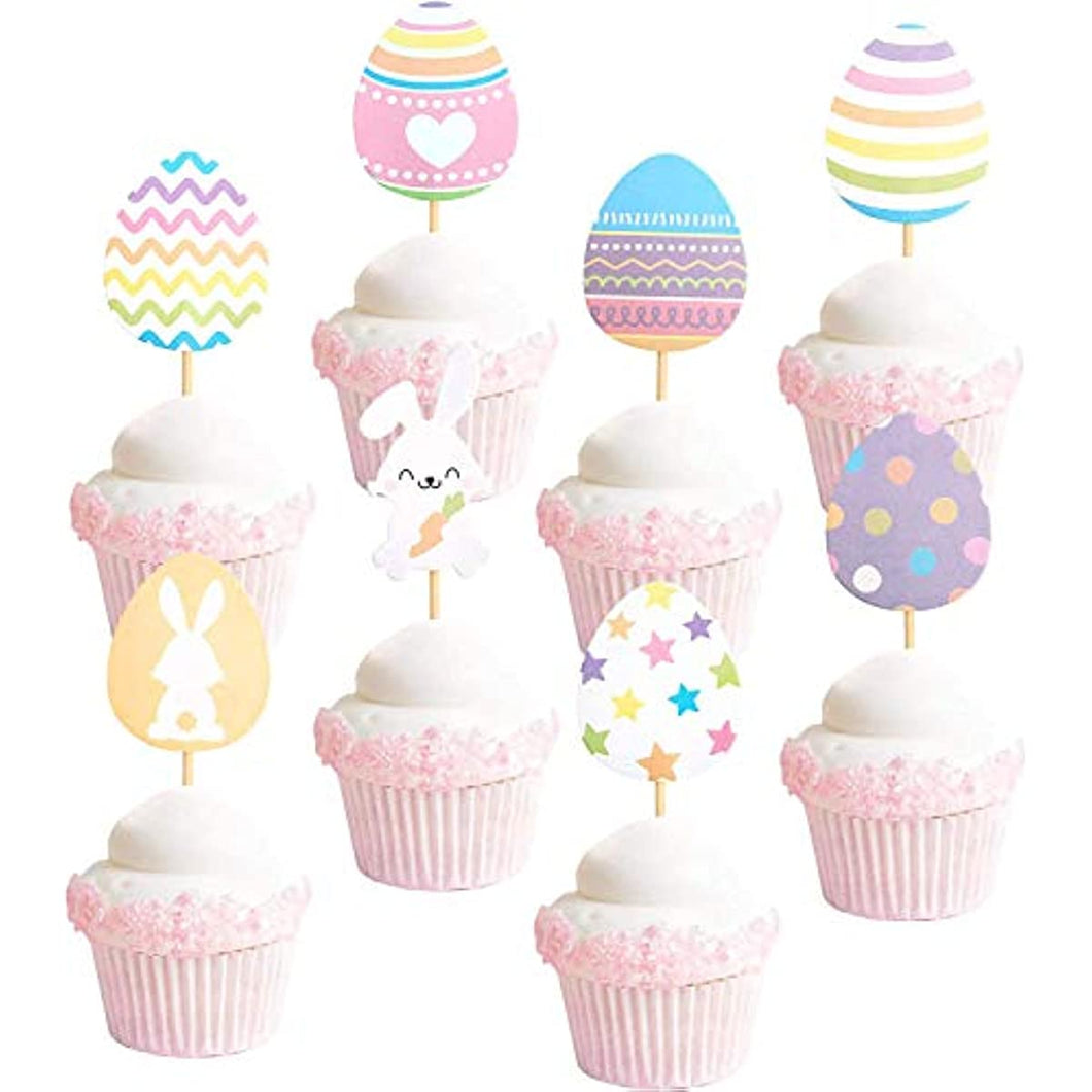 Easter Cupcake topper Bunny Cupcake Toppers Easter Egg Cupcake Topper Rabbit Easter Party Cake Topper Decorations (30pcs)