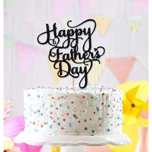 Happy Father's Day Cake Topper Best Dad Ever Best Dad Cake topper Black Glitter Cake topper Decorative Party Cake Decoration for Father's Day(Black Happy Father's Day)