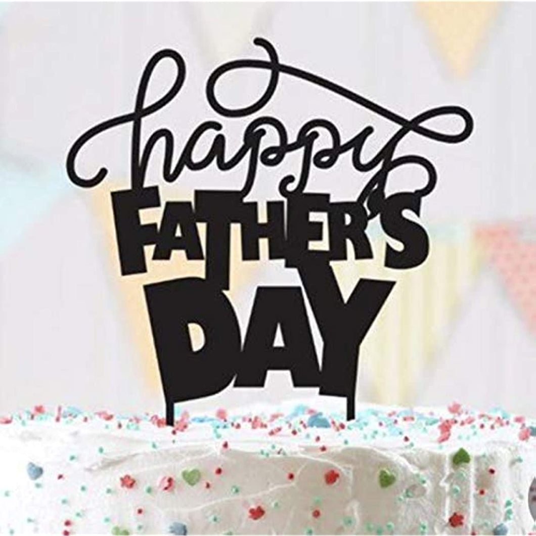 Happy Father's Day Cake Topper Cake topper Acrylic Mirror Cake topper Decorative Party Cake Decoration for Father's Day(Bold-BLK)