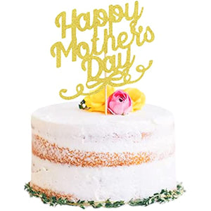 Happy Mother's Day Cake Decoration Mom Letter Cake Decoration Glitter Gold Cake Decoration Party Cake Decoration Mother's Day (Glitter-Gold-mom)
