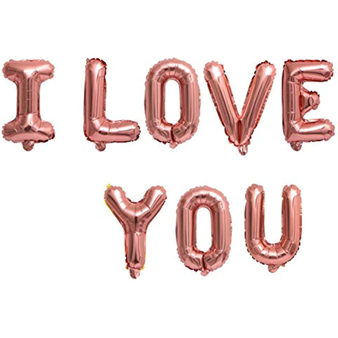 16 Inch I LOVE YOU Alphabet Letters Foil Balloons Set for Valentines Day,Propose Marriage,Wedding Party,Wedding Décor,Mother's Day, Father's Day,Anniversary Backdrop & Birthday Party Supplies for her,mom,girlfriend (Rose gold)