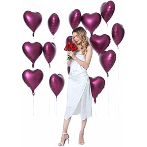 30 pcs Heart Balloons 18" Foil Love Balloons Mylar Balloons heart balloons for Valentines Day Propose Marriage Wedding Anniversary Backdrop Birthday Party Supplies (Metallic Wine Red)