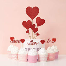 Load image into Gallery viewer, 35 pcs Glitter Red Heart Cake Toppers Picks for Sweet Love Theme Wedding Engagement,Valentine&#39;s Day Bridal Shower Mother&#39;s Day Party Cake Decors (Red heart)