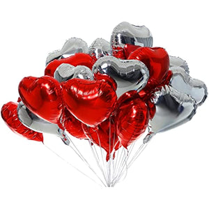 30 pcs Heart Balloons 18" Foil Love Balloons Mylar Balloons heart balloons for Valentines Day Propose Marriage Wedding Anniversary Backdrop Birthday Party Supplies (Red+Silver)