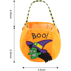 GIGA GUD 4 Pcs Halloween Trick or Treat Basket Halloween Party Goodie Bags Favors Pumpkin,Cat,Witch and Vampire Baskets Reusable Goody Candy Baskets, Halloween Snacks Goodie Bags (Boo)