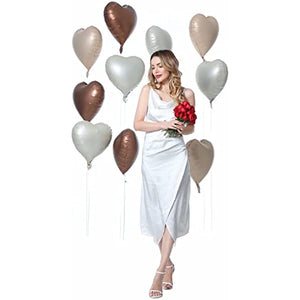 24 pcs Boho Heart Balloons 18" Foil Love Balloons Blush Nude Dusty Brown White Sand Balloons for Valentines Day Propose Marriage Wedding Anniversary Backdrop Birthday Party Supplies (Boho)