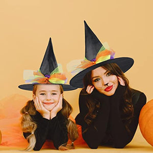 4 pcs Kids Halloween Witch Hat Vintage Witch Hat Lace Veils Printed Hats Party Supplies Costume Accessories for kids